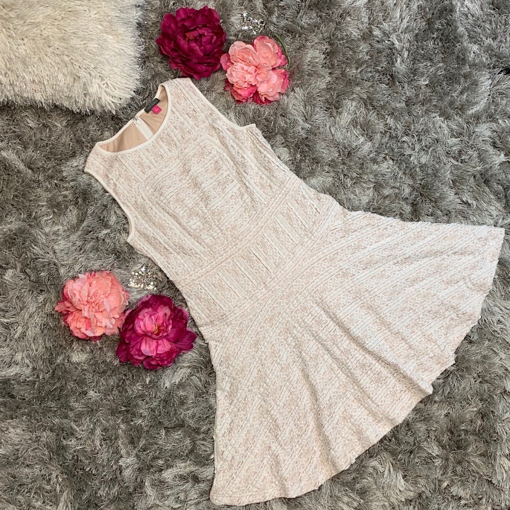 Vince Camuto Horizontal Lace Flare Dress size S